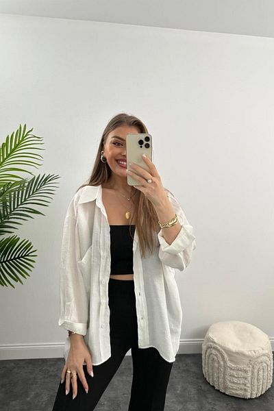 ZF BUTİK Luxus Qualität Basic Casual Hemd Weiß