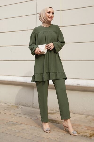 InStyle Lively Skirt Ruffle Double Set - Khaki