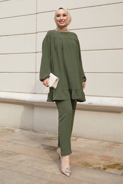 InStyle Lively Skirt Ruffle Double Set - Khaki