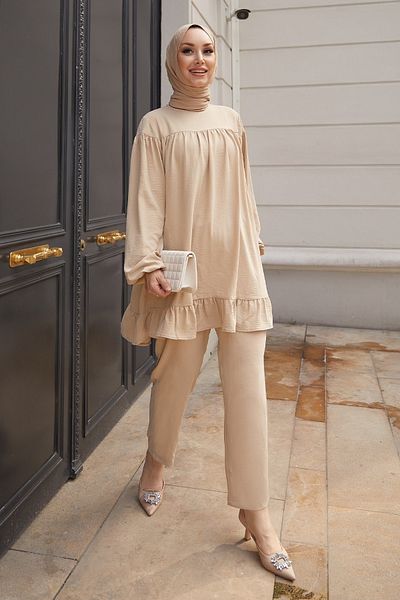 InStyle Živá sukně Ruffle Double Set - Béžová