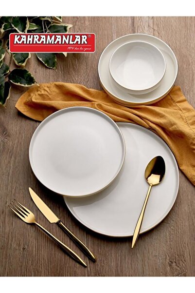Kahramanlar 12 Kişilik 55 Parça Porselen Yemek Takımı Gold