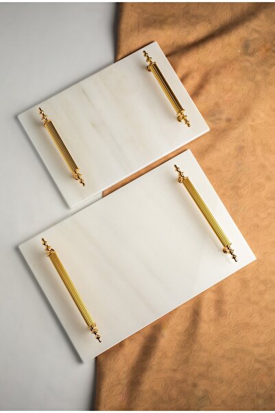 MERALP Marmură 2 bucăți tavă de promisiune/engajament maro, mâner cu profil metalic