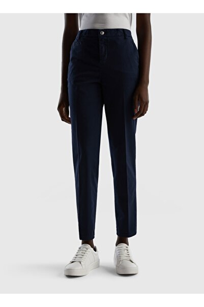 Benetton Yüksek Bel Normal Lacivert Kadın Chino Pantolon 312214GD7558S3