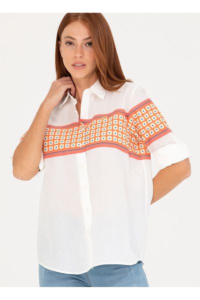 U.S. Polo Assn. Cămașă Regular Fit - U.S. Polo Assn. Model de guler de cămașă pentru femei Salmon