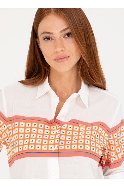 U.S. Polo Assn. Cămașă Regular Fit - U.S. Polo Assn. Model de guler de cămașă pentru femei Salmon