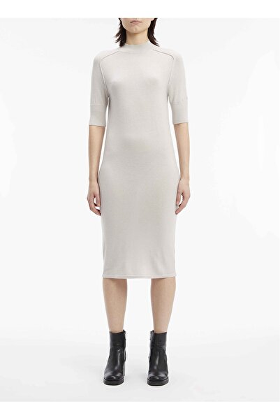 Calvin Klein Bisiklet Yaka Gri Midi Kadın Elbise K20K205751PE9