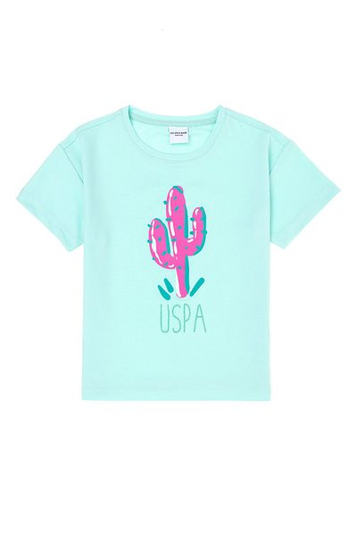 U.S. Polo Assn. Tricou pentru fetiță cu imprimeu verde - Paco