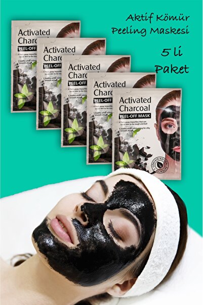 Uniquem 5 Adet Siyah Nokta Maskesi Aktif Odun Kömür Kürü Sürülebilir Yüz Mask...
