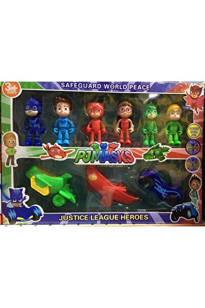 Worldshop Pijamaskeliler Pjmasks Figür 6 Karakter 3 Arabalı Set