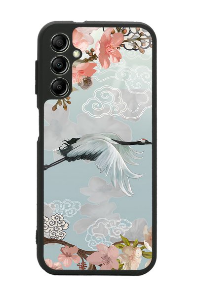 Spoyi Samsung A14 Glossy Phone Case with Watercolor Stork Design