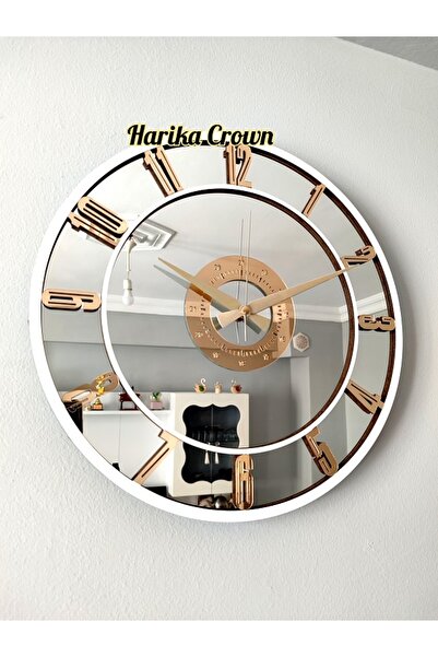 harika crown GERÇEK AYNALI DEKORATİF DUVAR SAATİ (50 CM)
