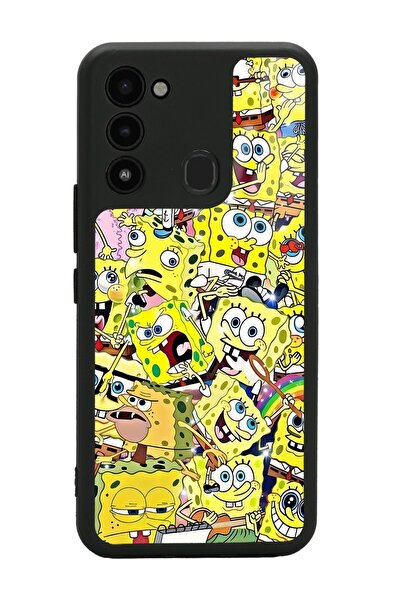 Spoyi Tecno Spark 8c Sünger Bob Tasarımlı Glossy Telefon Kılıfı