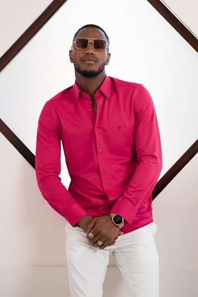 Paul Martin Slimfit Lycra Collar Buttoned Cotton Summer Long Sleeve Men's Shirt