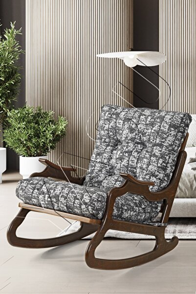 YASÜ SALLANAN SALLANIR KOLTUK GRİ BEYAZ AHŞAP BABA EMZİRME KİTAP SANDALYE KAN...