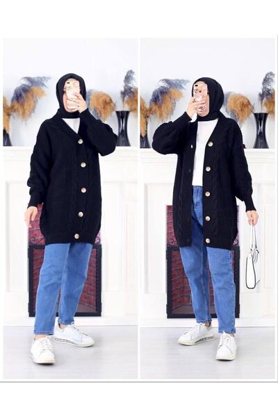 Modaytesettür Cardigan lung din tricotaj cu 5 nasturi