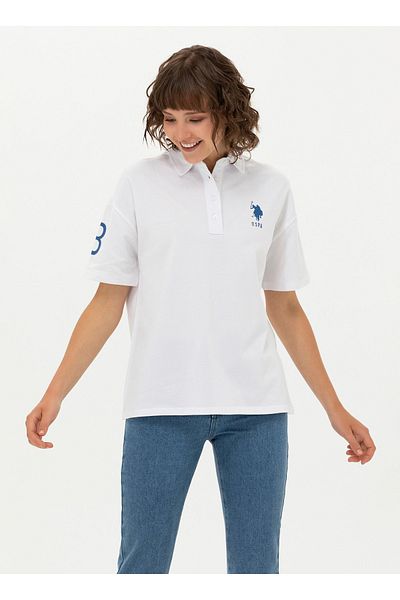 U.S. Polo Assn. US Polo AssnPolo Gât cu imprimeu alb Tricou damă P-CORCAN-T