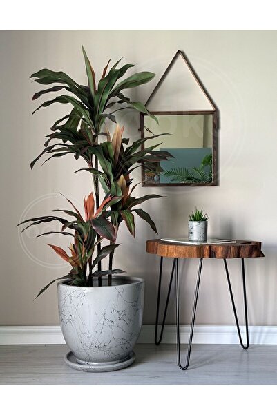 odka 20litre Klasik Saksı Tabaklı 30cmx30cm Mia Granit Siyah Mermer Desenli