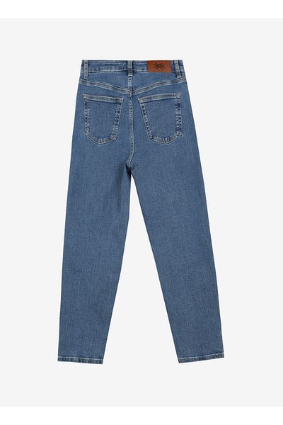 Benetton Straight Leg Mom Fit Light Blue Women's Denim Trousers 4V30DE00M
