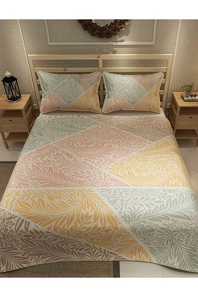 MonoHome Pique Set Cotton Double Jacquard Woven Bedspread Mix Leaf