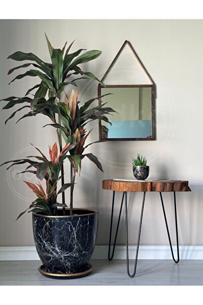 odka 20litre Klasik Saksı Tabaklı 30cmx30cm Lily Siyah Gold Beyaz