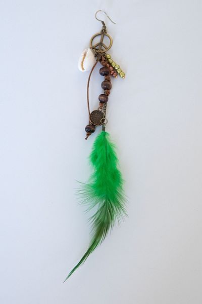 Lila Rosa Single Authentic Earrings with Bird Feathers