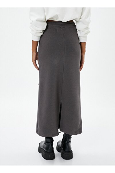 Koton Dark Gray Elastic Women's Long Skirt - 4WAL70005IK