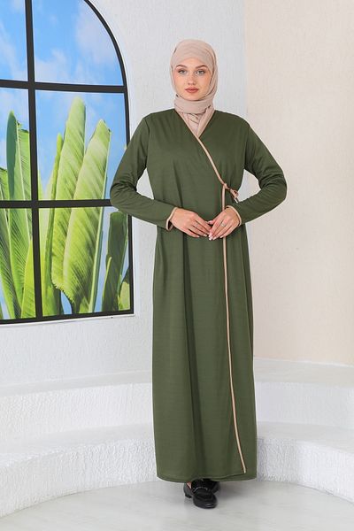 SALAT HEDİYELİK فستان صلاة برباط جانبي من Gift Market كاكي