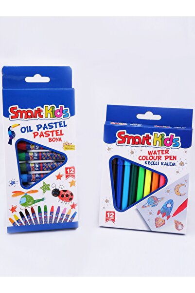 Tofd Smart Kids 12’li Pastel Boya + 12’li Keçeli Kalem (2 Parça Boyama Seti)
