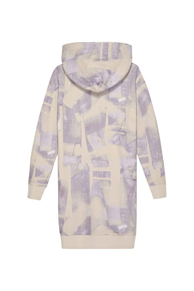 Calvin Klein Desenli Bej Kız Çocuk Diz Üstü Elbise IG0IG020450F4