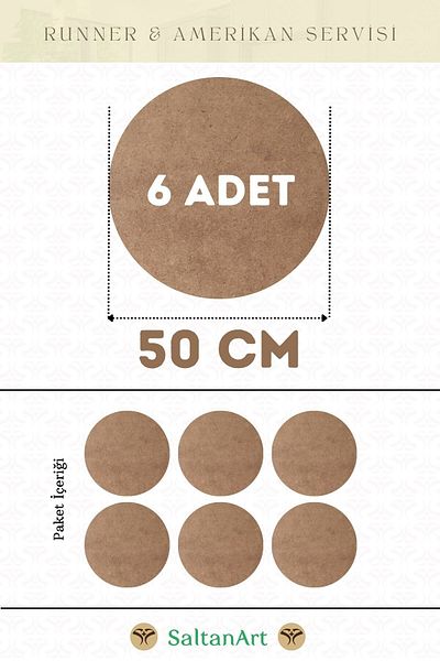 SaltanArt 50cm Διάμετρος 6 τμχ Φόρτες American Service Runner MDF Drolit Magnet Έξι Ξύλο 3 mm 2,7 mm Πάχος
