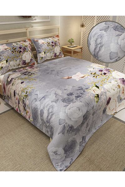 MonoHome Pique Set Cotton Double Jacquard Woven Bedspread Rose Garden
