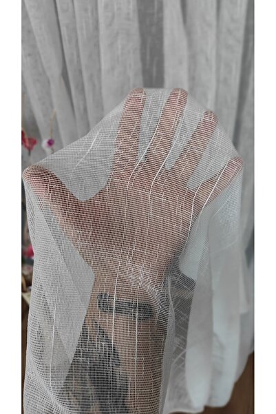 Yuka ستارة من الكتان الطبيعي مخططة 1/3 ذات ثنيات قريبة من قماش التول إكرو خالية من التجاعيد ولا تتطلب الكي