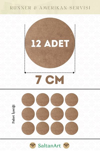 SaltanArt 7 εκ. Διάμετρος 12 τμχ Φόρτες American Service Runner MDF Drolit Magnet Six Ξύλο 3 χιλιοστά (2,7 χιλιοστά) Πάχος