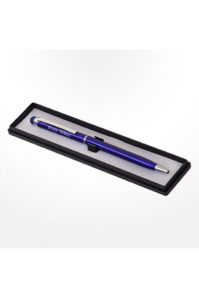 Bk Gift Kişiye Özel İsimli Kutulu Lüks Mavi TouchPen Kalem