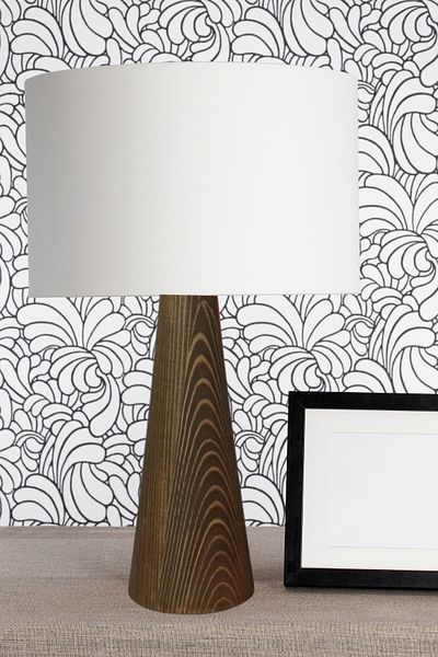 Art&Gift Conical Design Wooden Lampshade with Fabric - Body Headboard Cream
