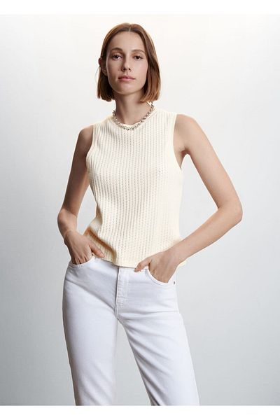 MANGO Woman Hole Detailed Knitted Top