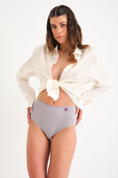 Joshs Pamuklu Yüksek Bel Tanga Külot Tekli -high Waist Thong Gri
