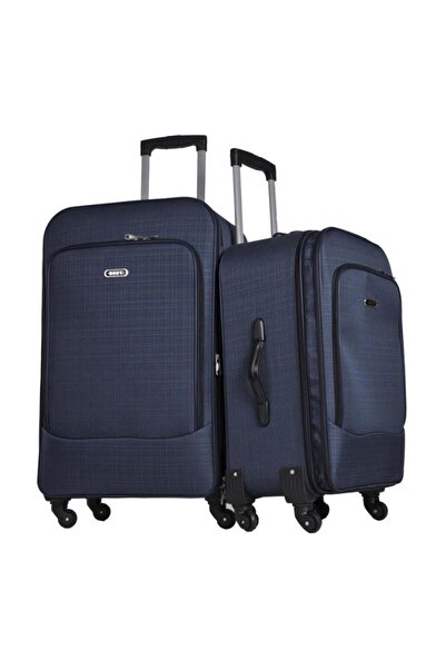 Best Büyük Ve Orta Boy Kumaş Valiz İkili Set Lacivert 1061