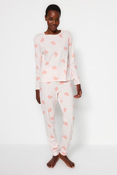 Trendyol Collection Pyjama-Set mit Herz-Puder, 100 % Baumwolle – THMAW21PT0566