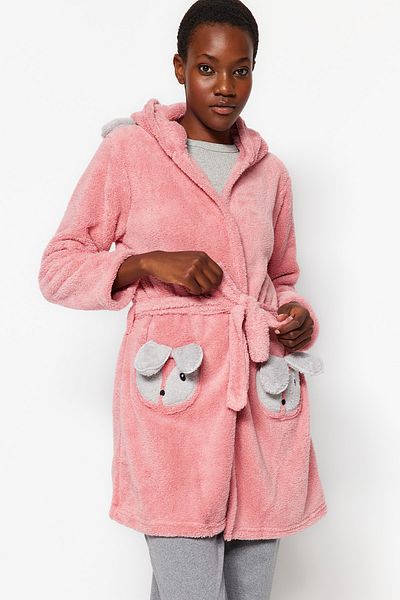 Trendyol Collection Powder Belted Animal Figured Pocket Wellsoft Winter-Strickmantel THMAW21SB0010