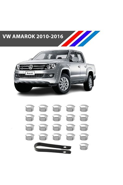 MEPARTS OtoMEPARTS - VW Amarok Wheel Bolt Cover Chrome Color 21 Piece Set 17mm 2010-2016