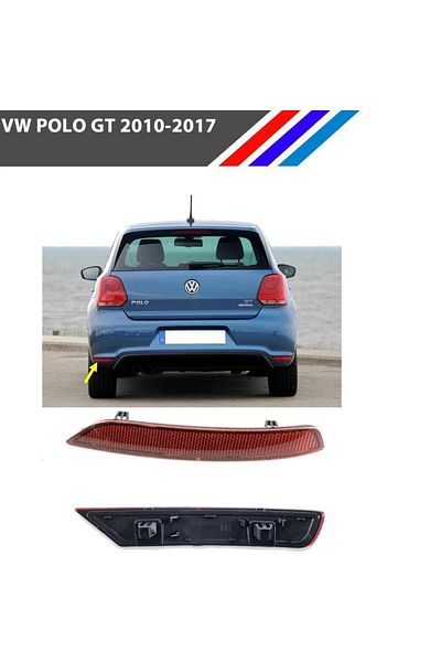 MEPARTS AutoMEPARTS - عاكس المصد الخلفي لسيارة VW Polo GT الجانب الأيسر 2010 - 2017 6R0945105د