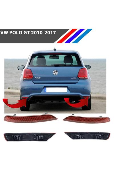 MEPARTS AutoMEPARTS لسيارة VW Polo GT عاكس المصد الخلفي الأيمن والأيسر 2010 - 2017 6R0945106د