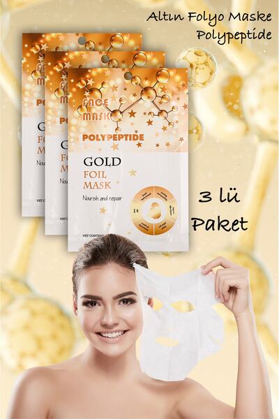 Uniquem 3 Adet Altın Folyo Peg-40 Hint Yağı Aydınlatıcı Yüz Maskesi Gold Mask...