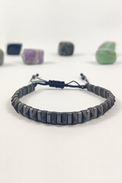 Ayya Aksesuar الحجر الطبيعي الهيماتيت الطاقة تيتان رمادي سوار للجنسين سوار Armband هدية بيع مخفضة