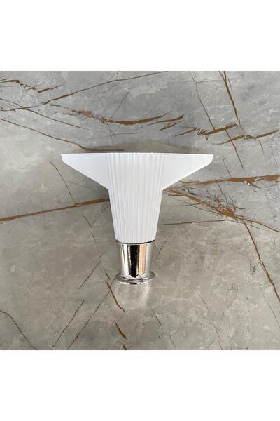 OnurEvimde Çizgili Beyaz Krom Plastik Ayak 12 cm Baza Koltuk Sehpa Dolap Ayağ...