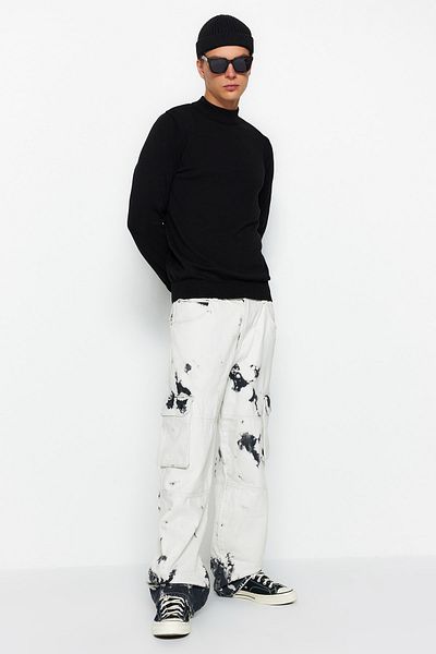 Trendyol Collection Μαύρο Slim Fit Βαμβακερό μισό ζιβάγκο 100% βαμβακερό βασικό πουλόβερ TMNAW22KZ1293