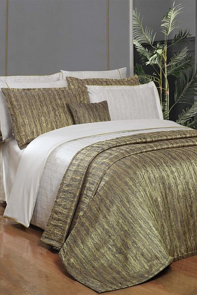 Sarev Gustova Green Double 100% Cotton Satin 233 TC Duvet Cover Set and Bedspread Set