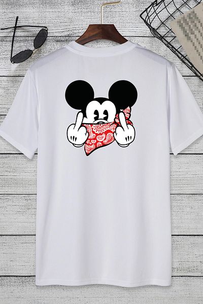 AMMA Μπλουζάκι Unisex Mickey Mouse πίσω και μπροστά με στάμπα Oversize 100% Cotton Boyfriend