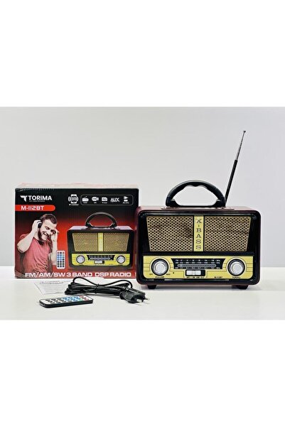 Torima M-112BT Kumandalı Nostaljik Radyolu Bluetooth Hoparlör Siyah